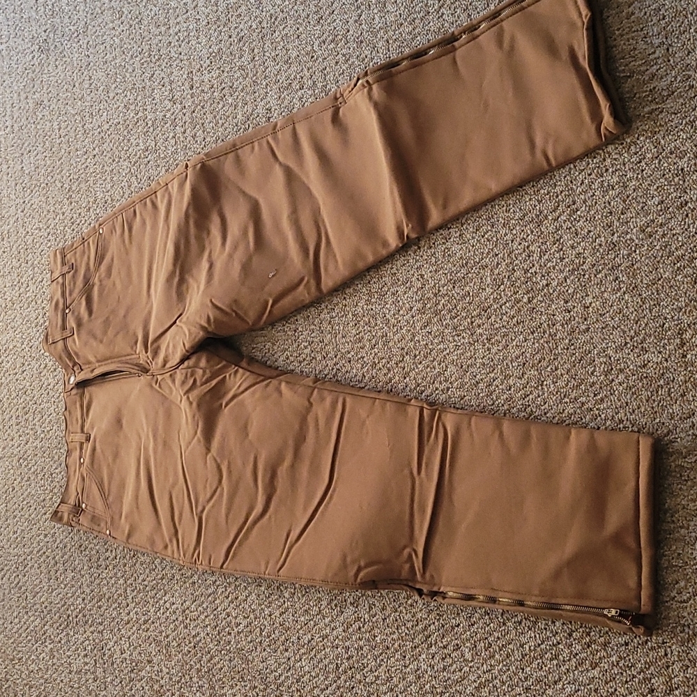 Key Brown Insulated Duck Canvas Work Pants Ankle Zippers SIZE 38x30
